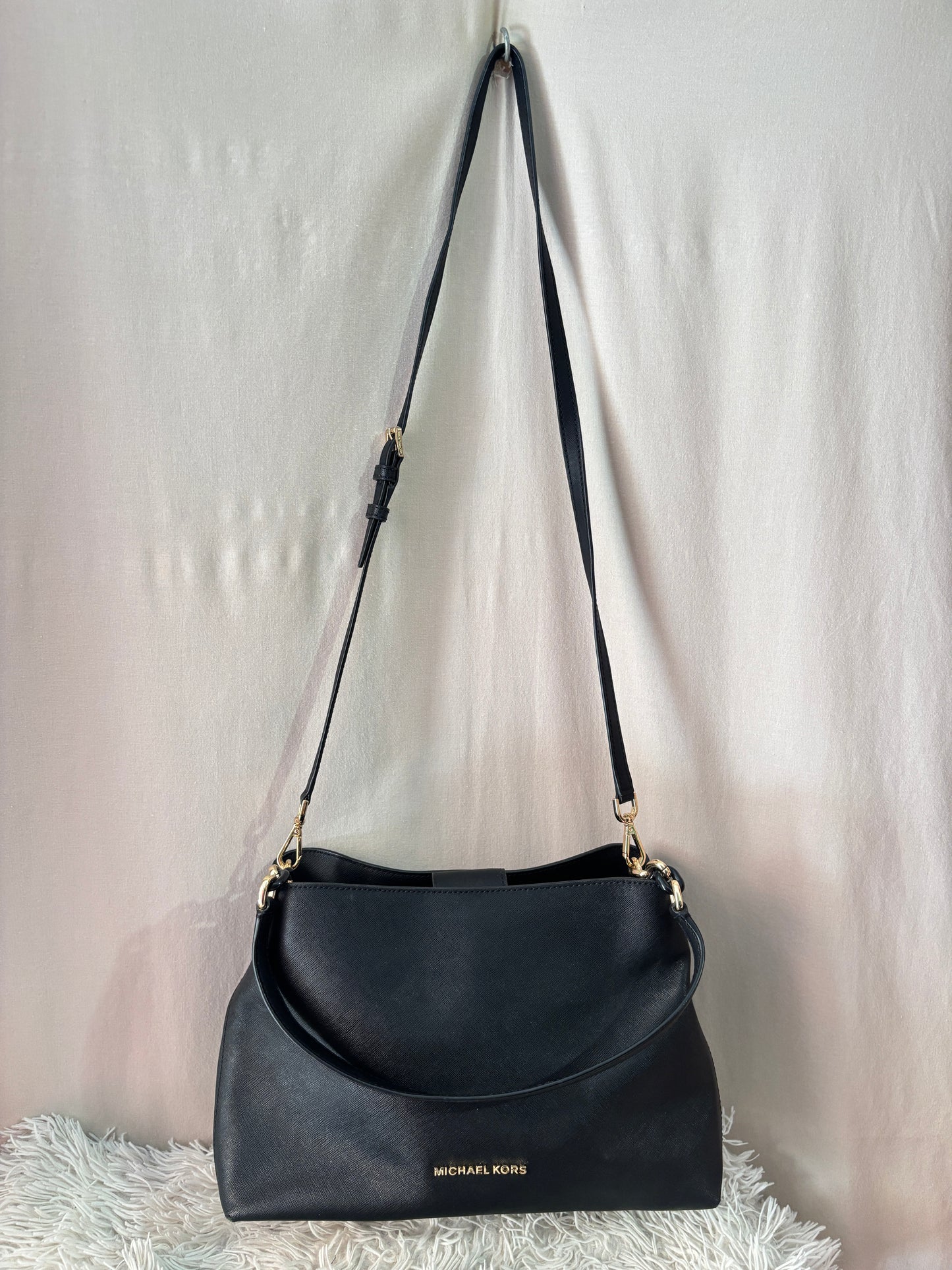 Sac Michael Kors Noir en Cuir Saffiano - Sac Porté Épaule & Bandouliére - Femme