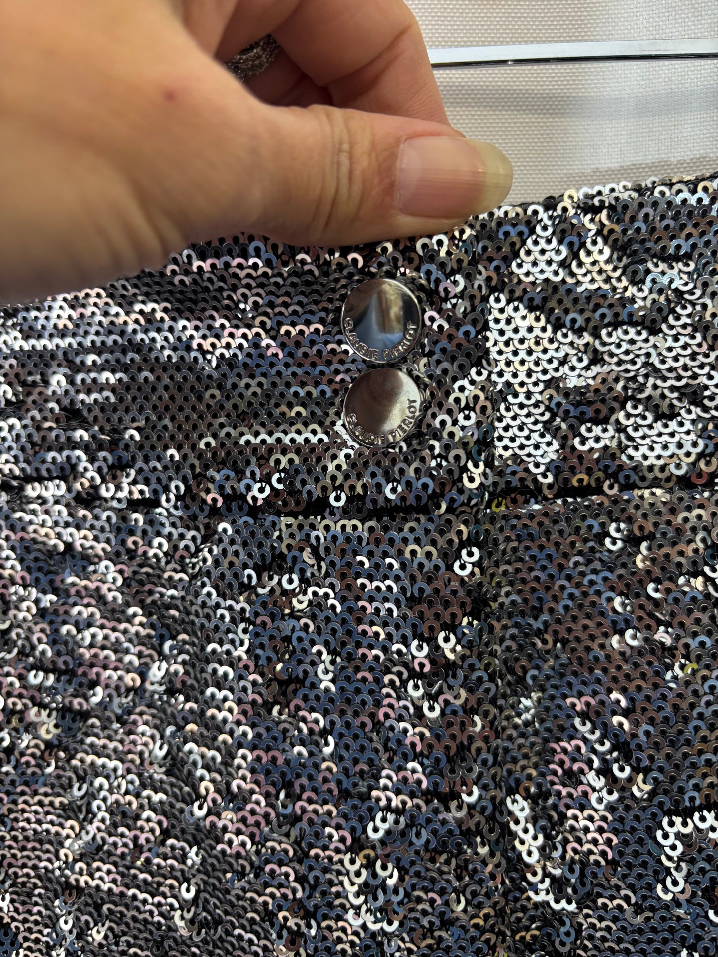 Claudie Pierlot - Short à sequins argentés -  Taille 38