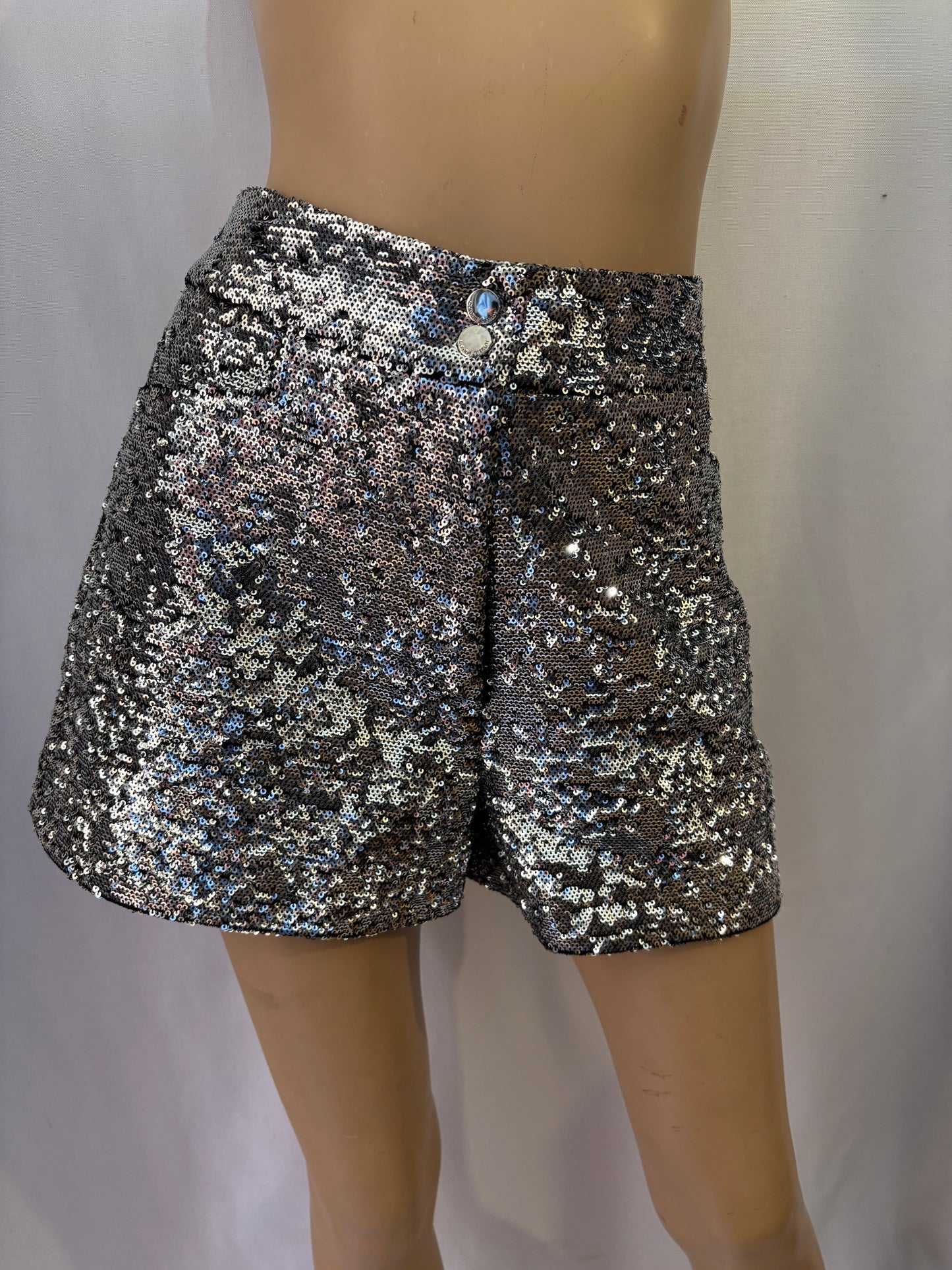 Claudie Pierlot - Short à sequins argentés -  Taille 38