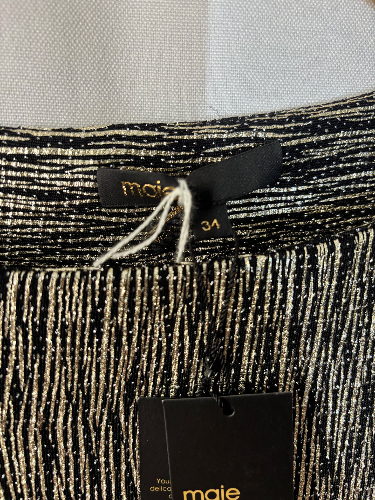 Maje - robe noir et doré - Neuve avec étiquette - Taille 34